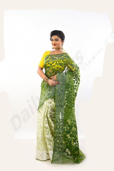 Green Golden Jamdani Sarees