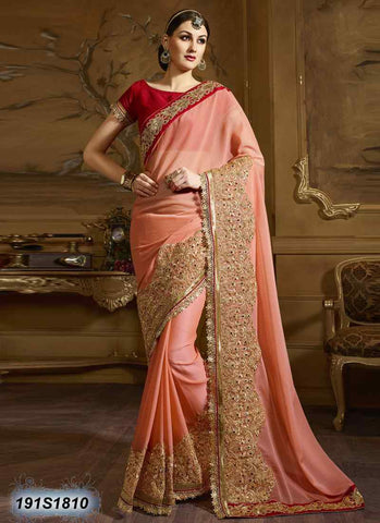 Peach Chiffon Sarees