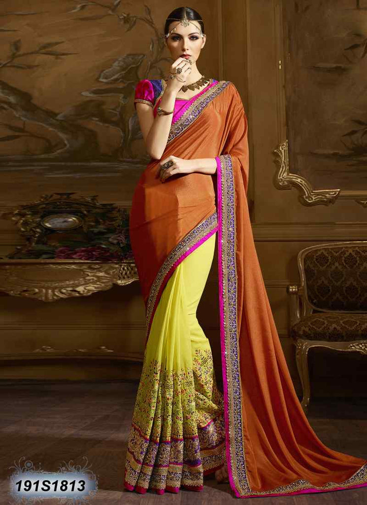 Orange & Yellow Georgette Sarees