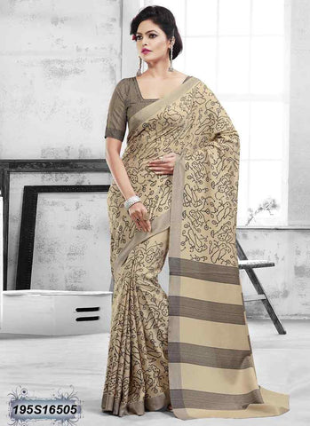 Beige Bhagalpuri Silk Sarees