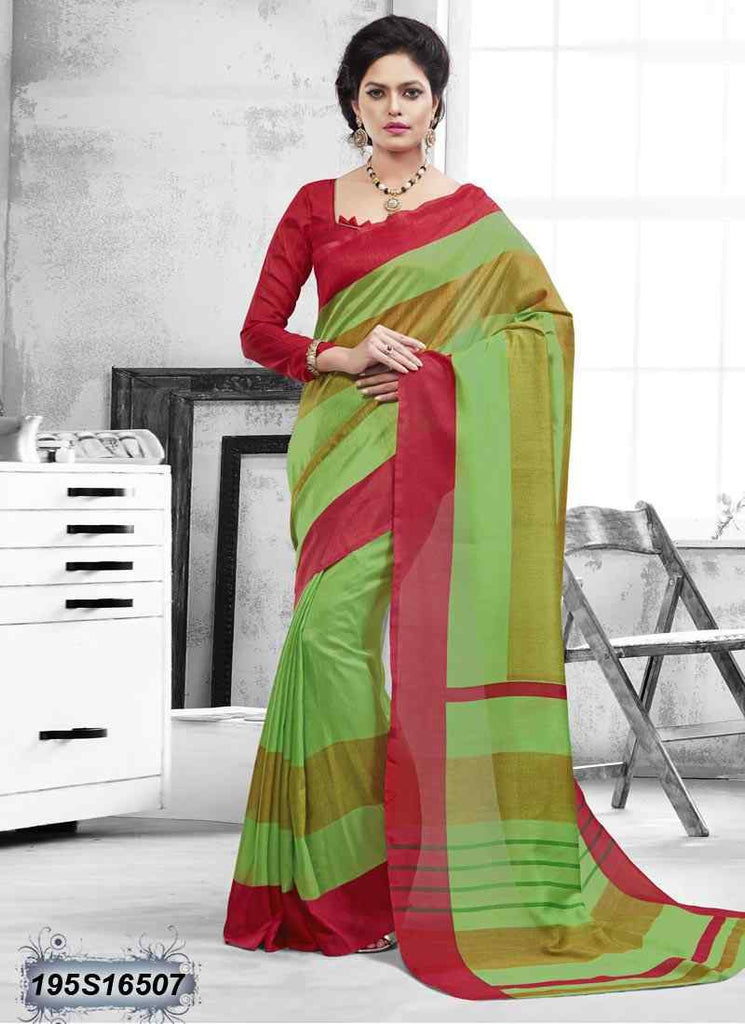 Green & Red Bhagalpuri Silk Sarees