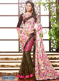 White Pink & Brown Georgette Sarees