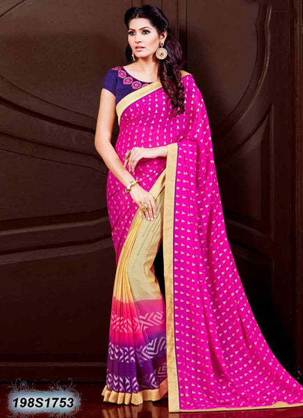 Pink & Yellow Georgette Sarees