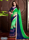 Green & Navy Blue Georgette Sarees