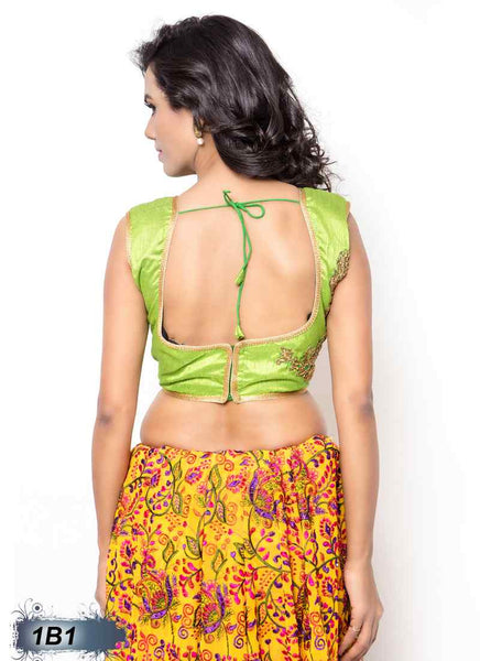 Parrot Green Designer Stitched Blouses