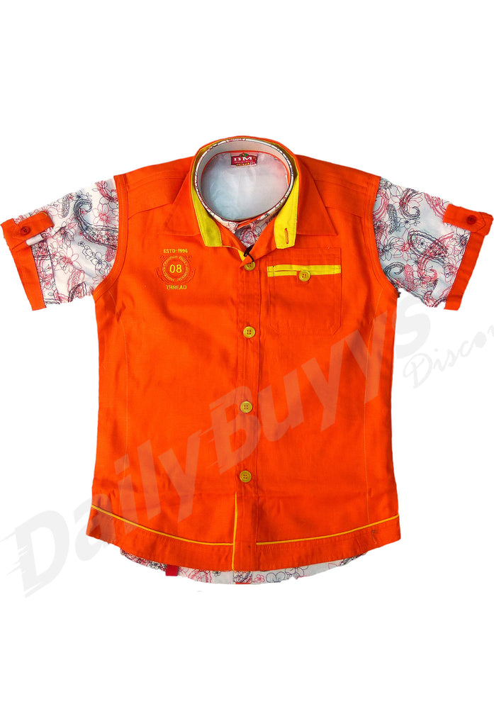 Orange White Sleeve Shirt And Denim Half Jeans Boys Clothing Get Extra 10% Discount on All Prepaid Transaction
