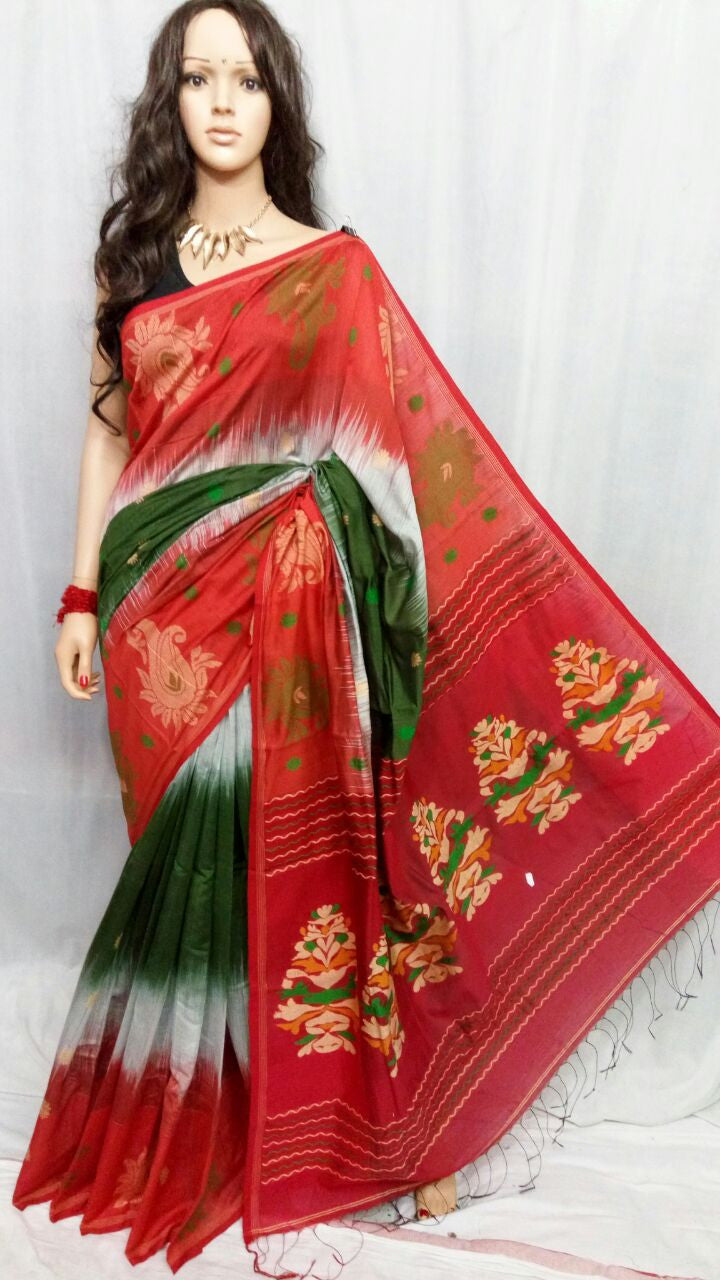 Red & Green Ikkat Sarees