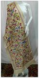 Handpicked Beige Pure Silk Mark Certified Tussar Kantha Stitch Stoles