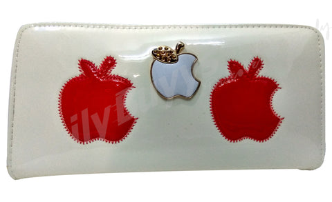 Apple red and white ladies Wallet Get Extra 10% Discount on All Prepaid Transaction