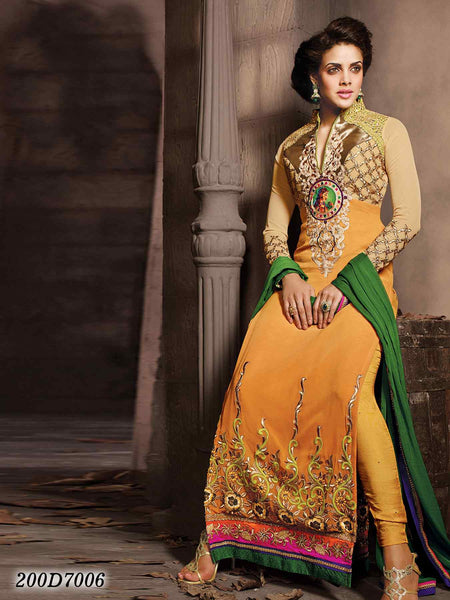 Yellow Semi-Stitched Georgette Salwar
