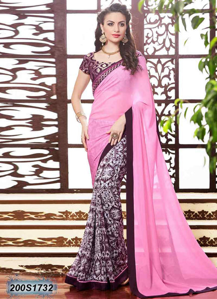 Pink & White,Brown Georgette Sarees