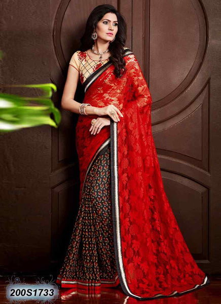 Red & Brown Georgette Sarees