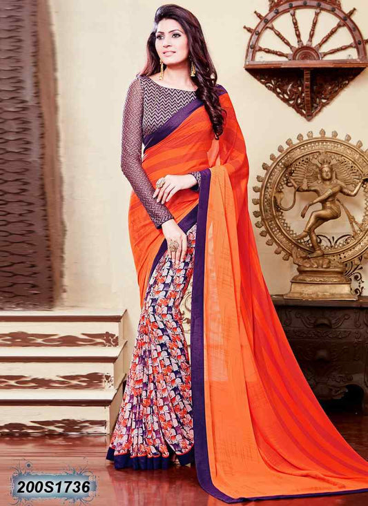 Orange & Multi Georgette Sarees