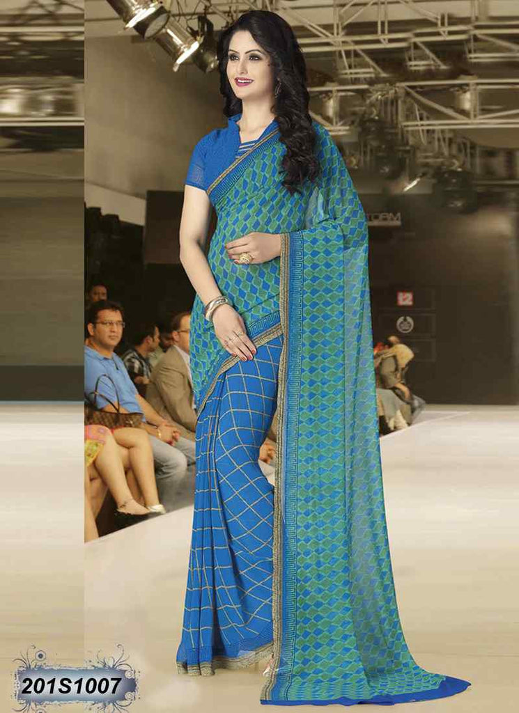 Green & Blue Georgette Sarees