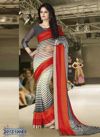 Black & Off White, Red Georgette Sarees