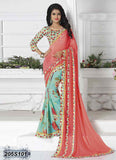 Blue & Pink Georgette Sarees