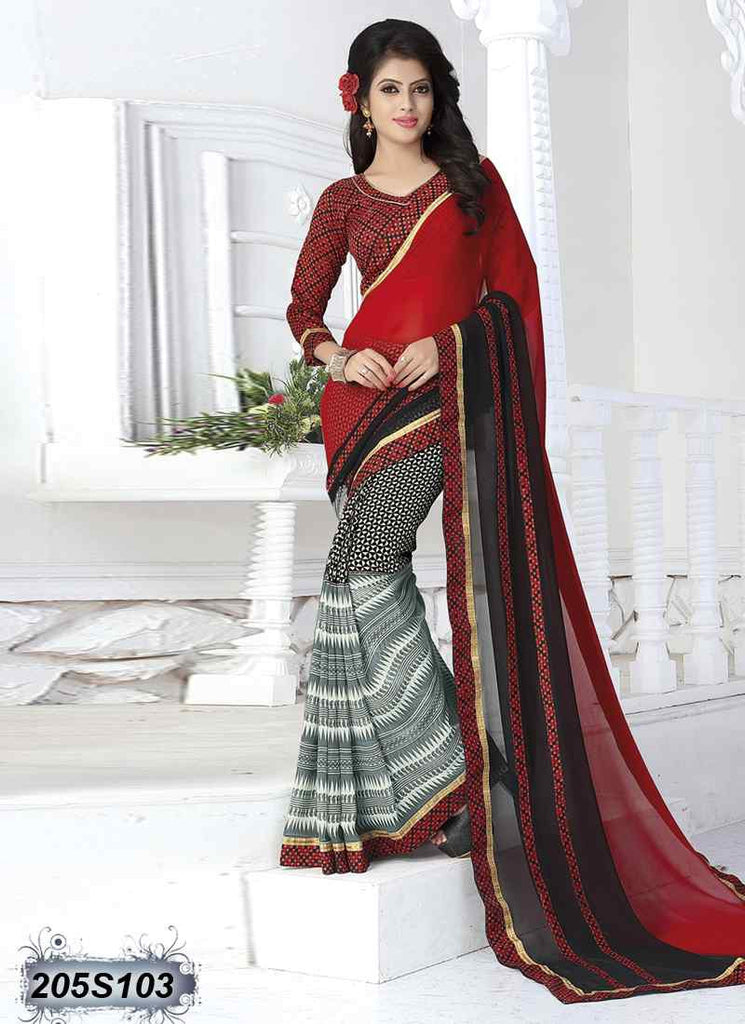 Red & Black Georgette Sarees