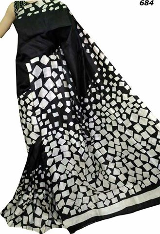 Black White Pure Silk Mark Certified Murshidabad Silk Sarees - Dailybuyys