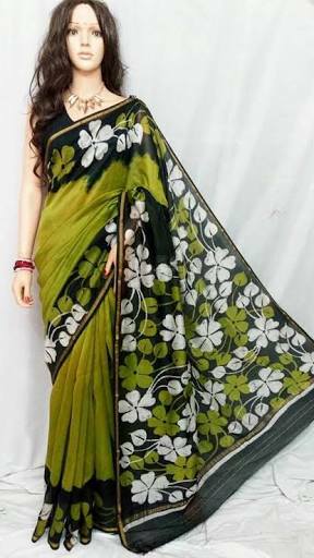 Green Pure Silk Mark Certified Murshidabad Silk Sarees - Dailybuyys