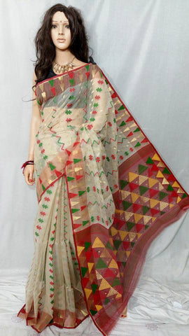 Beige Dhakai Jamdani Sarees