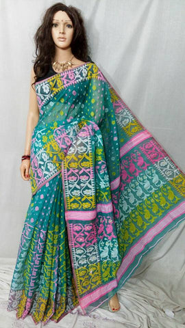 Blue Dhakai Jamdani Sarees