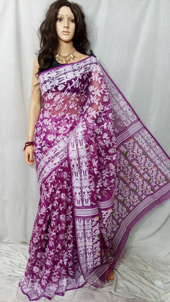 Violet Dhakai Jamdani Sarees