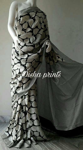 Grey White Pure Silk Mark Certified Murshidabad Silk Sarees