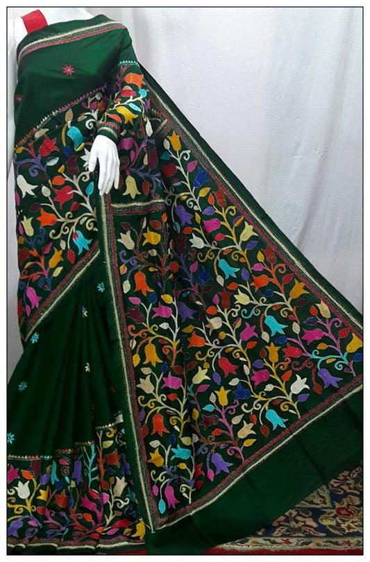 Black Flowers Kantha Sarees - Dailybuyys