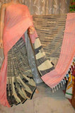 Pink Grey Pure Cotton Khesh Sarees