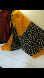 Yellow Balck Pure Cotton Khesh Sarees