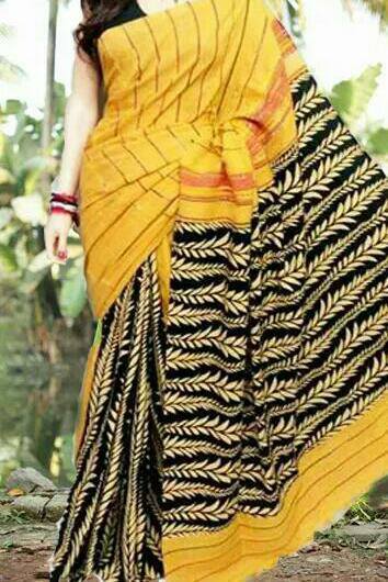 Yellow Pure Cotton Khesh Sarees