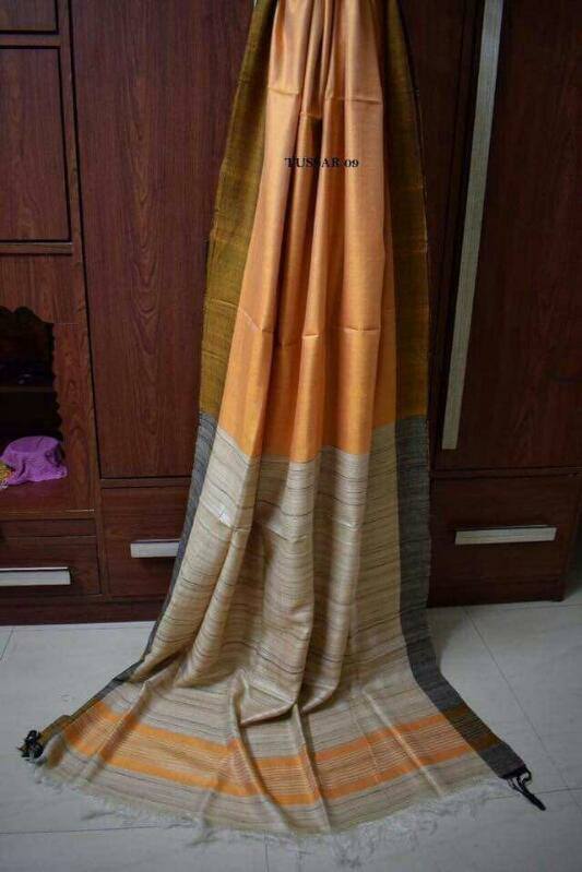 Pure Silk Mark Certified Tussar Ghicha Silk Sarees