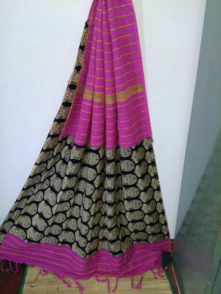 Violet Pure Cotton Khesh Sarees