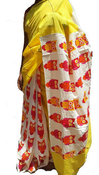 Yellow Pure Cotton Khesh Sarees