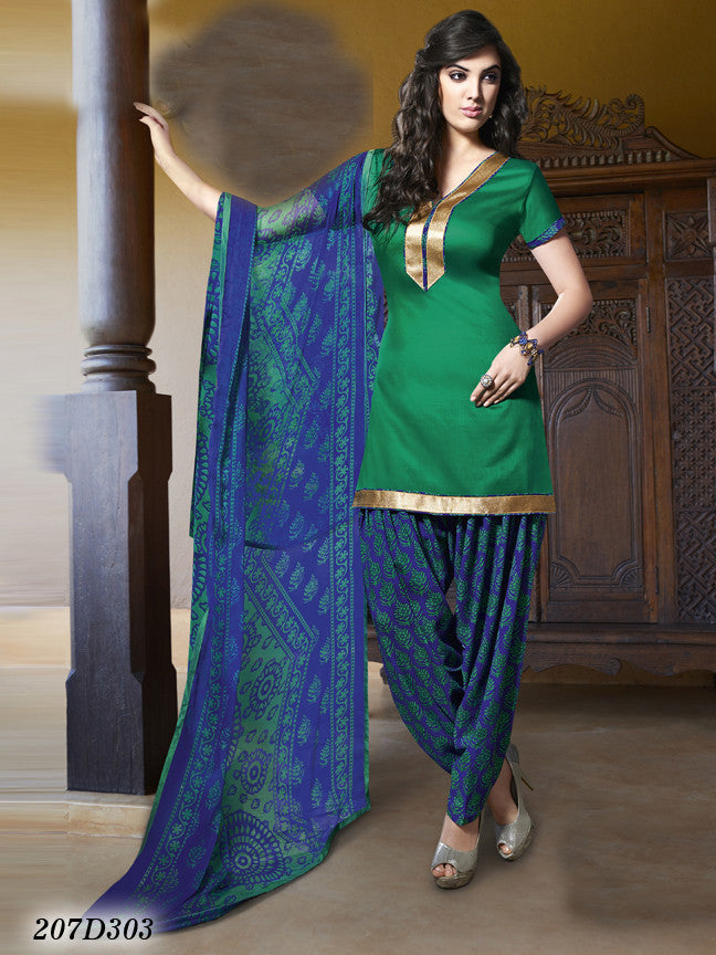 Green UnStitched Glace Pure Cotton Salwar