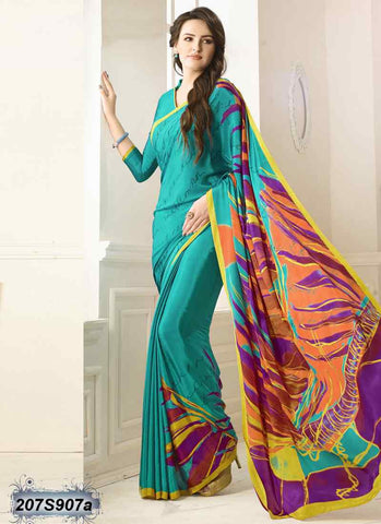 Multi & Blue Bemberg Silk Sarees