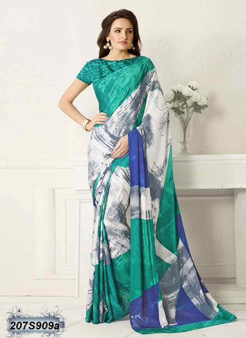 Blue & Sea Green Bemberg Silk Sarees