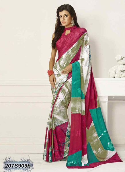 Pink & Multi Bemberg Silk Sarees