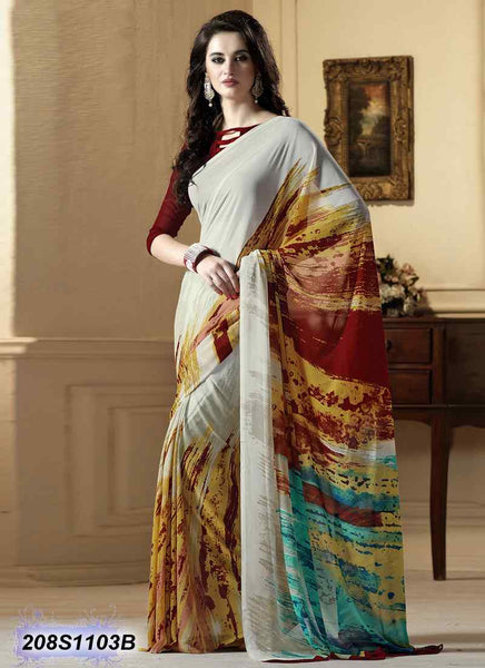 Off White & Yellow , Multi Georgette Sarees