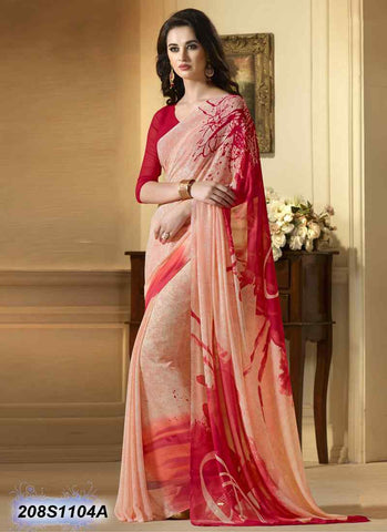 Pink & Peach Georgette Sarees