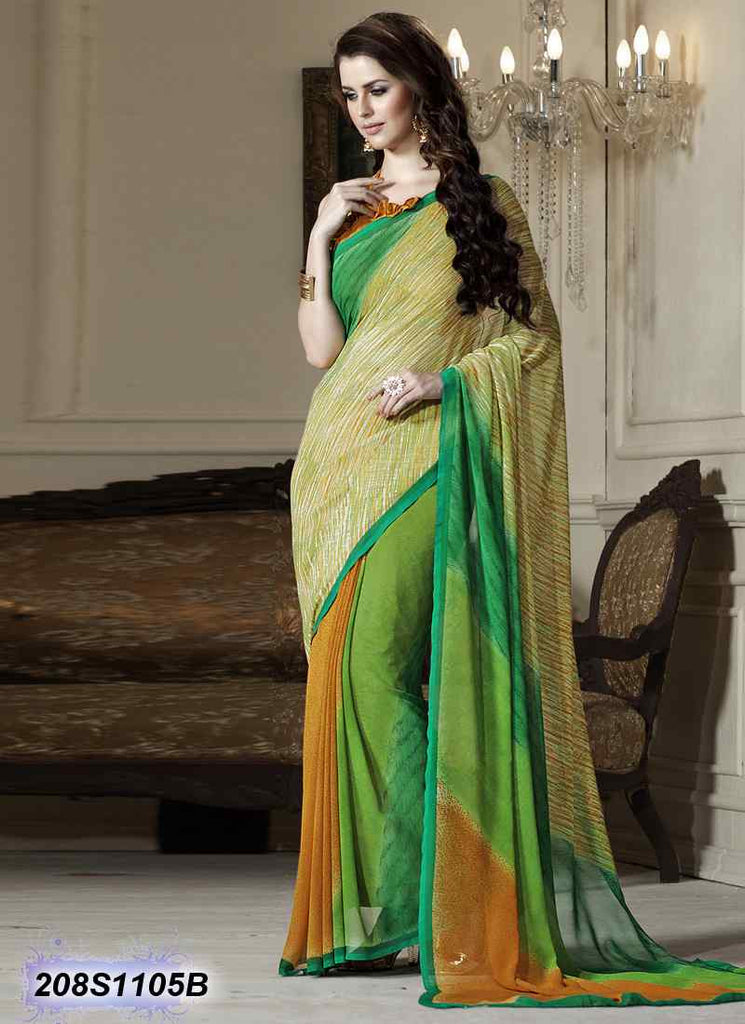 Green & Yellow ,Multi Georgette Sarees