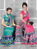 Aqua Blue Fancy Silk Sarees Puja Offer - Dailybuyys