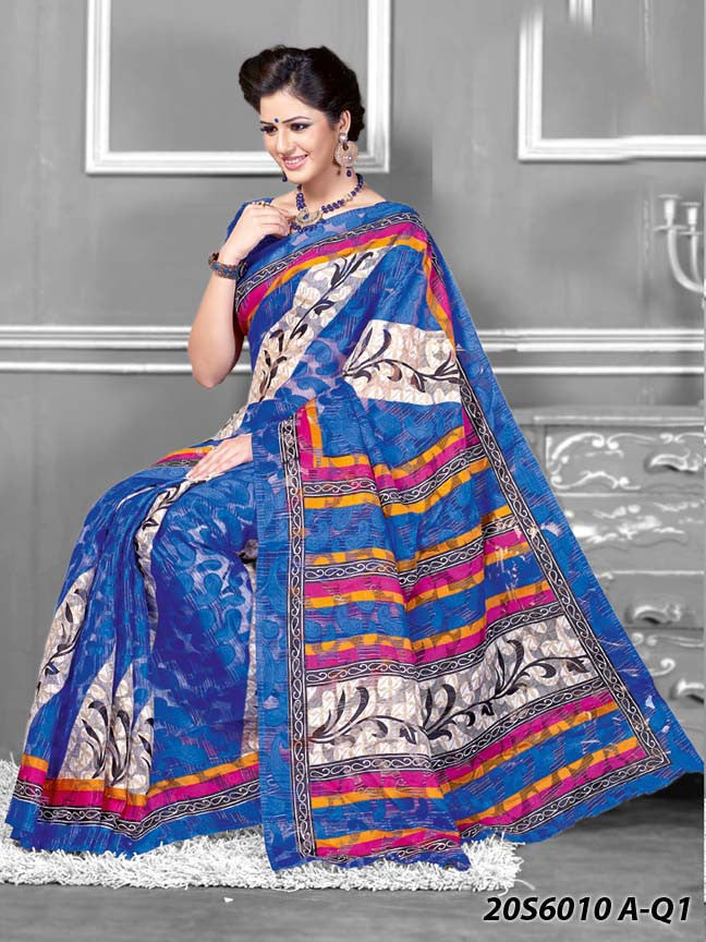 Royal Blue & Offwhite Fancy Silk Sarees