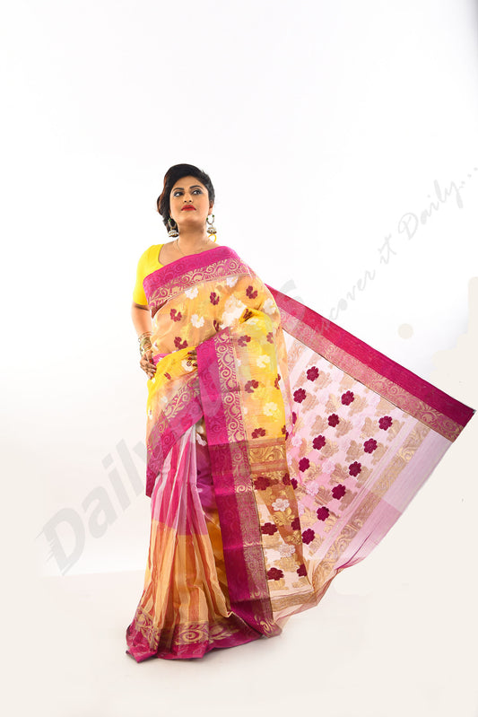 Violet Golden Dhakai Jamdani Sarees