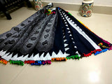 Black Bagru Printed Pure Cotton Sarees