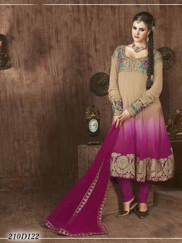 Brown,Pink Georgette Salwar