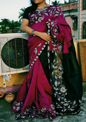 Maroon Green Pure Cotton Silk Sarees