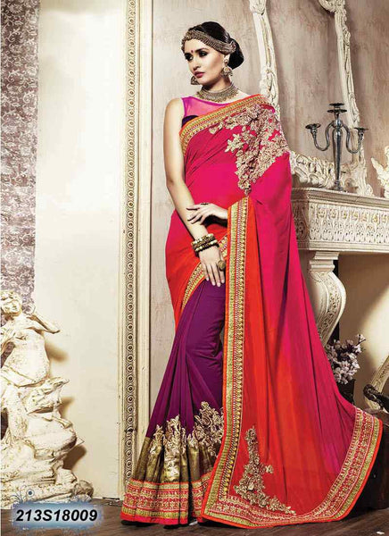 Pink & Orange Georgette Sarees