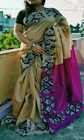 Golden Pink Pure Cotton Silk Sarees - Dailybuyys