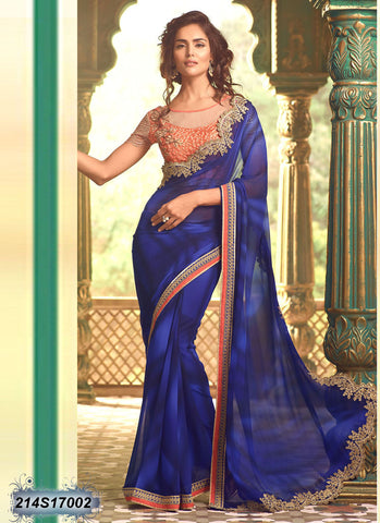 Blue & Navy Blue Georgette Sarees